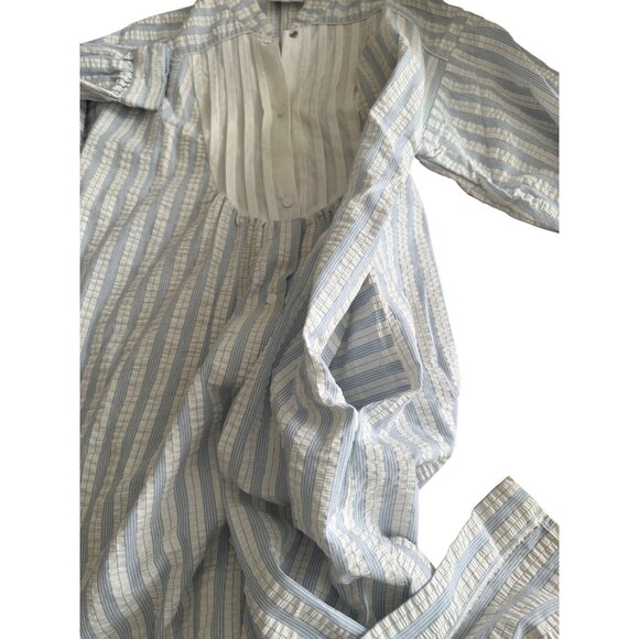 Victorian Style Striped Nightgown By Gilligan OMalley Long White & Blue Size S - Picture 6 of 13